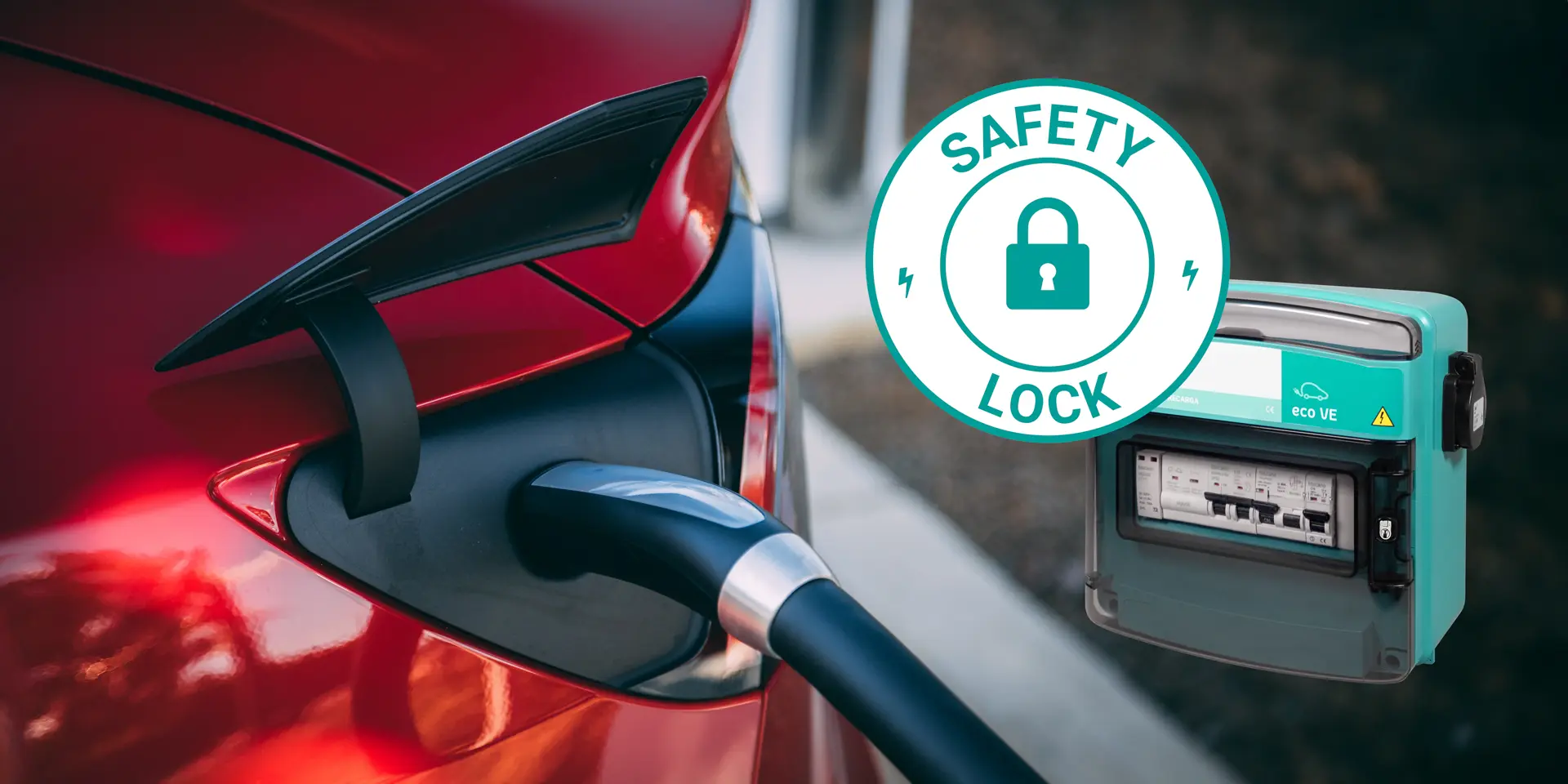 Función Safety Lock en puntos de recarga. Innovación en seguridad eléctrica con ECO-VE-PRO 1 safety lock en puntos de recarga